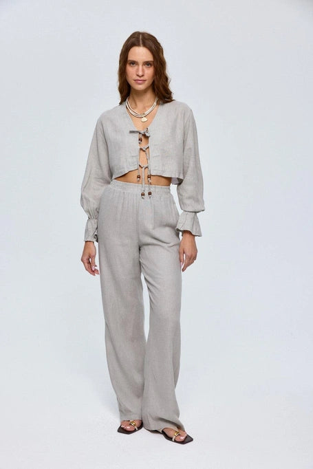 Linen Blouse and Trousers Set