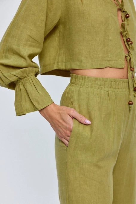 Linen Blouse and Trousers Set